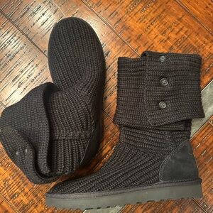 NWOB UGG Black Knit Winter Boots